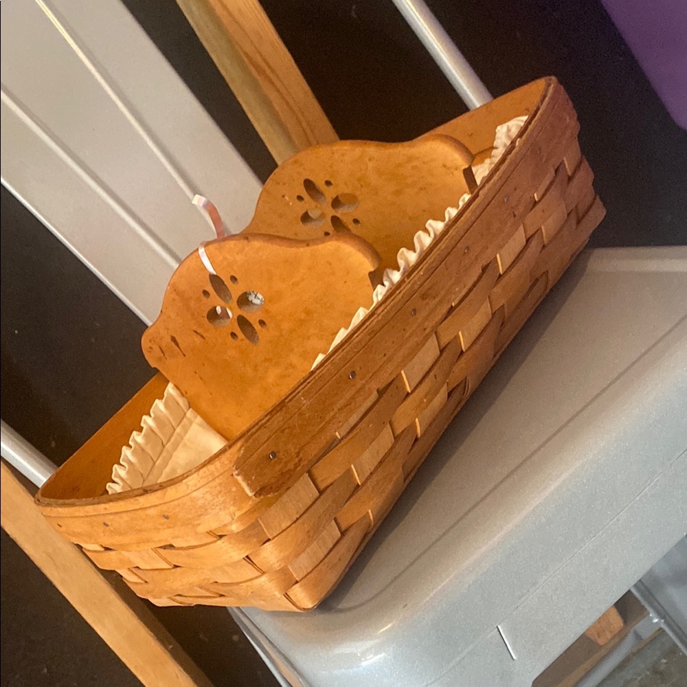 Longaberger Wooden Basket with Cream Liner and dividers - Picture 1 of 4